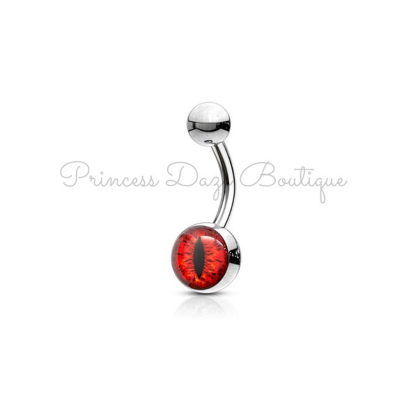 Red Snake Eye Belly Button‎ Ring - Picture 1 of 2